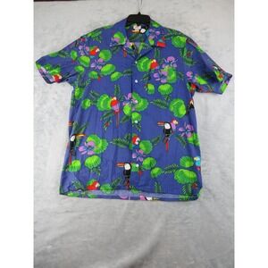 Vintage 90s Scorpio Aloha Shirt Mens M Parrot Toucan Tropical Camp Collar